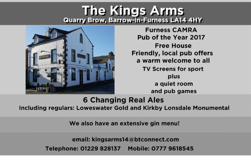 Kings Arms Hawcoat Advert